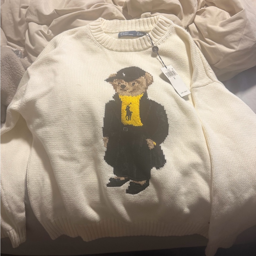 Polo by Ralph Lauren Cream Sweater with Bear Graphic